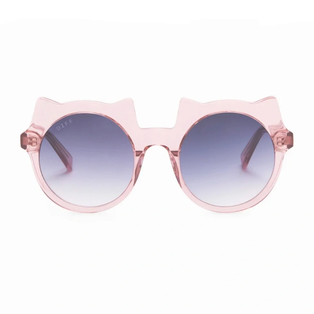 DIFF Lucky Cat Sunglasses Rose Crystal Frame Grey Lenses Kids Sunnies NWT